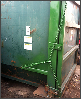 Roll off container chain and binder repair